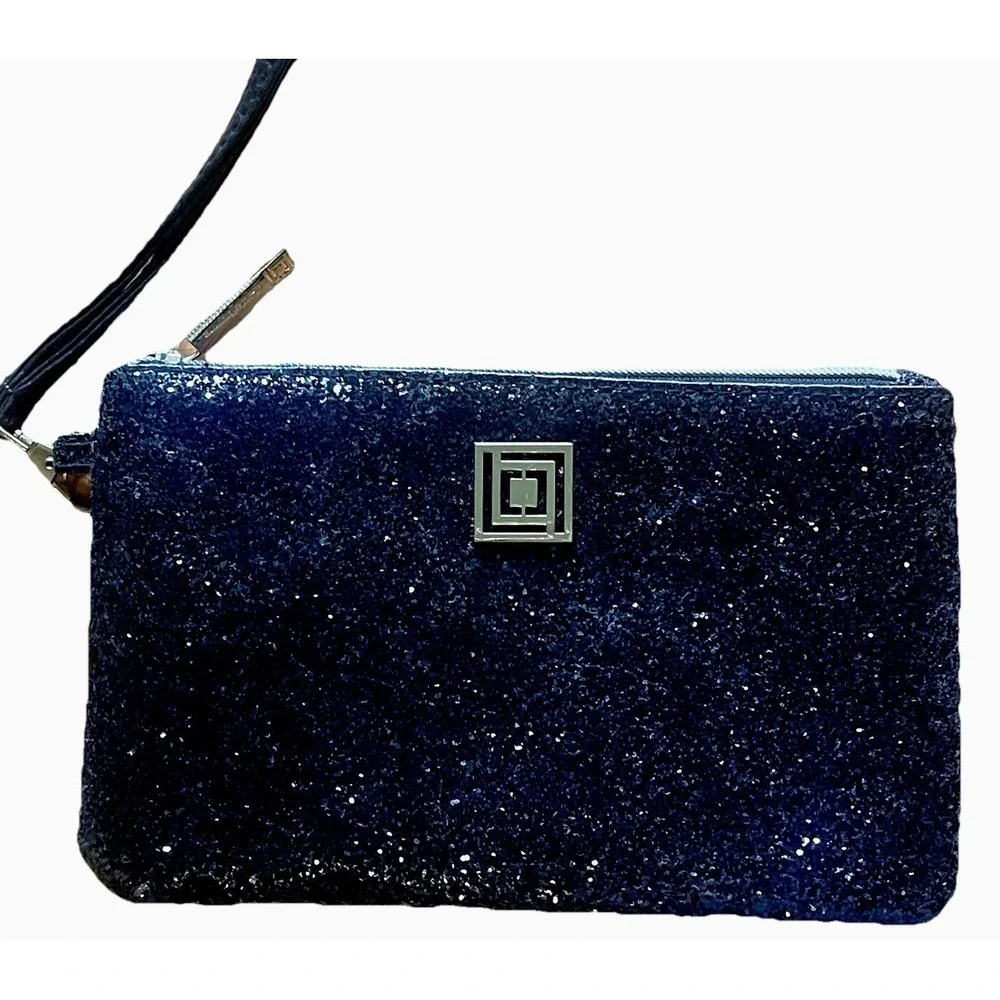 Liz Claiborne Black‎ Sparkly Wristlet Tech Pouch Charger NWOT CC Slots